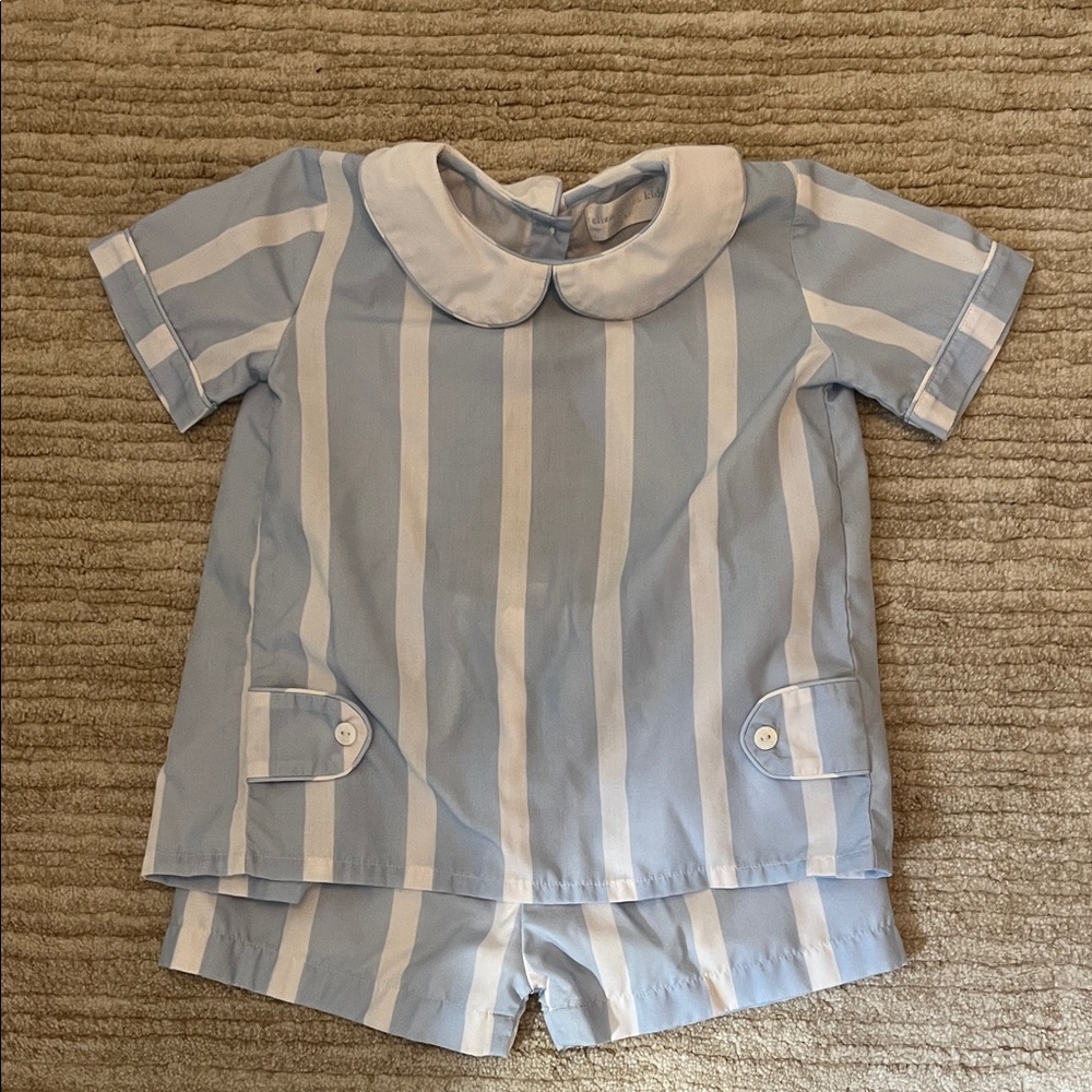Blue and White Striped Kids Matching Set 3T